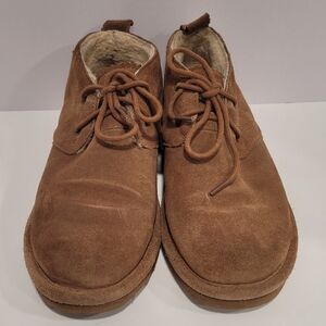 BEARPAW Skye Suede Leather Shearling Chukka Bootie Hickory Women's Size 8